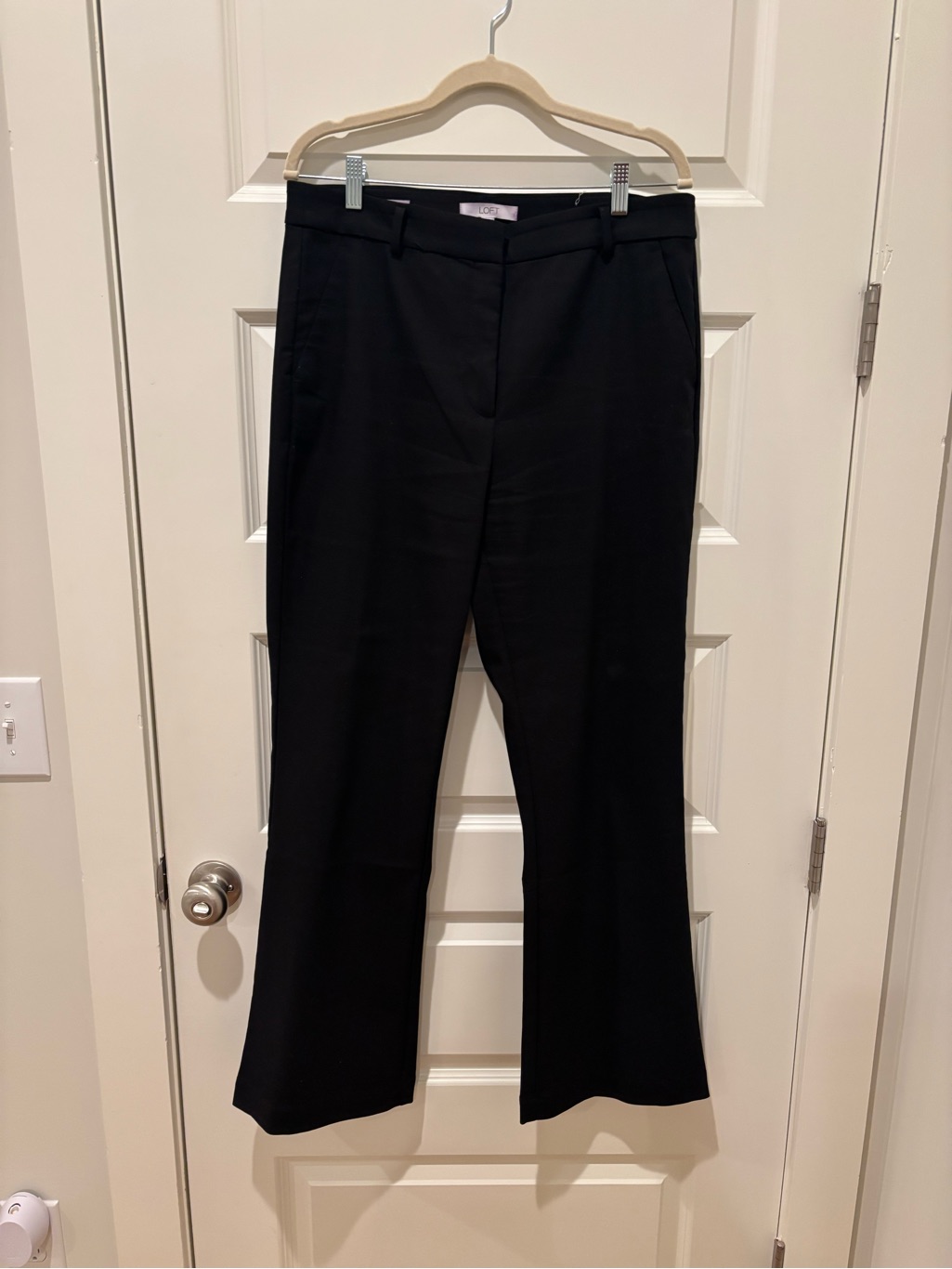 Loft Black Cropped Straight-Leg Trousers